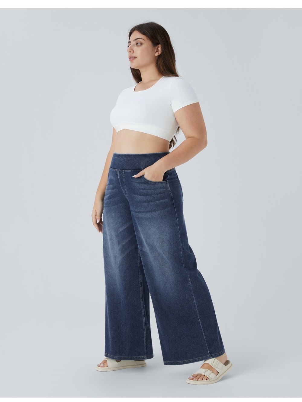 🔥💙 NWT Halara Flex High Waisted Baggy Wide Leg Jeans Size 2X 💙🔥